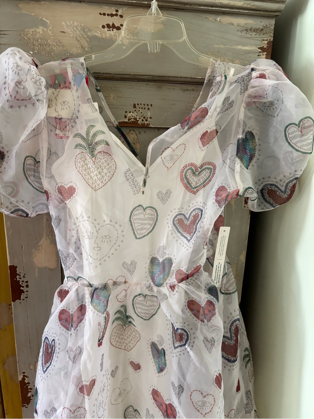 Women Pink Heart & Pineapple Print Party Dress - Picture 8 of 10